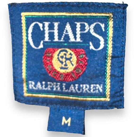 90s Chaps Ralph Lauren Crest Navy S/S Button Down Shirt M - Picture 2 of 8